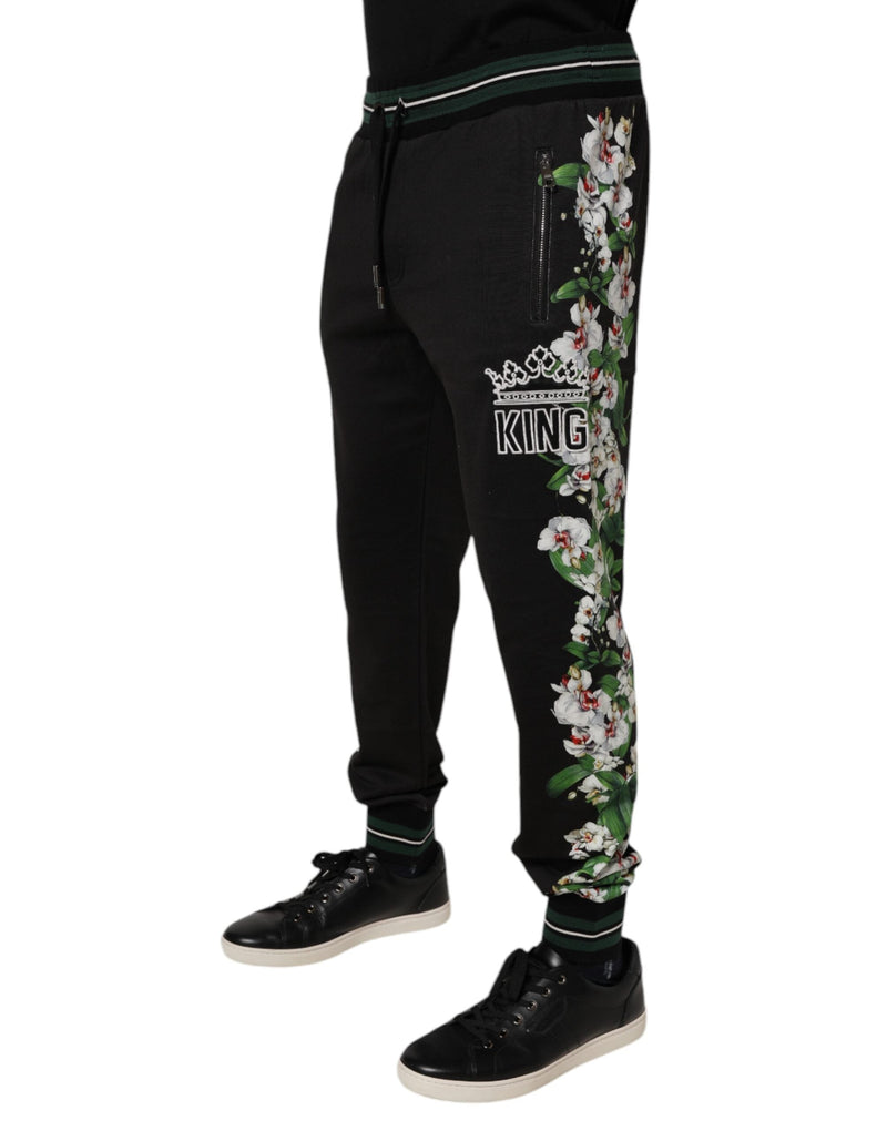 Black Floral King Men Jogger Sweatpants Pants Dolce & Gabbana