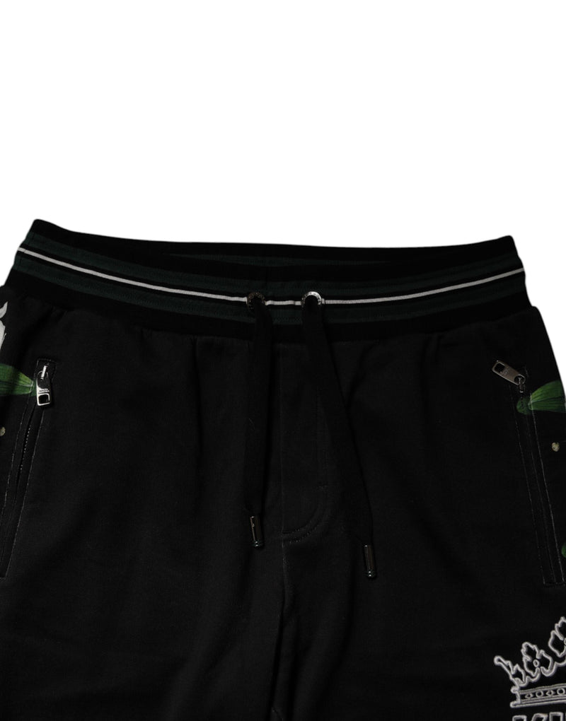 Black Floral King Men Jogger Sweatpants Pants Dolce & Gabbana