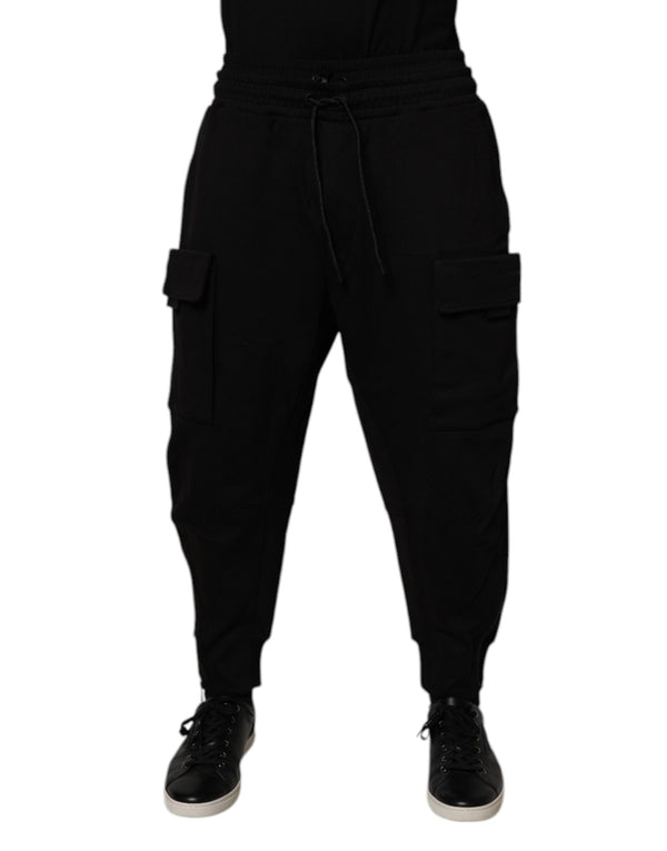 Black Cotton Men Cargo Jogger Sweatpants Pants Dolce & Gabbana