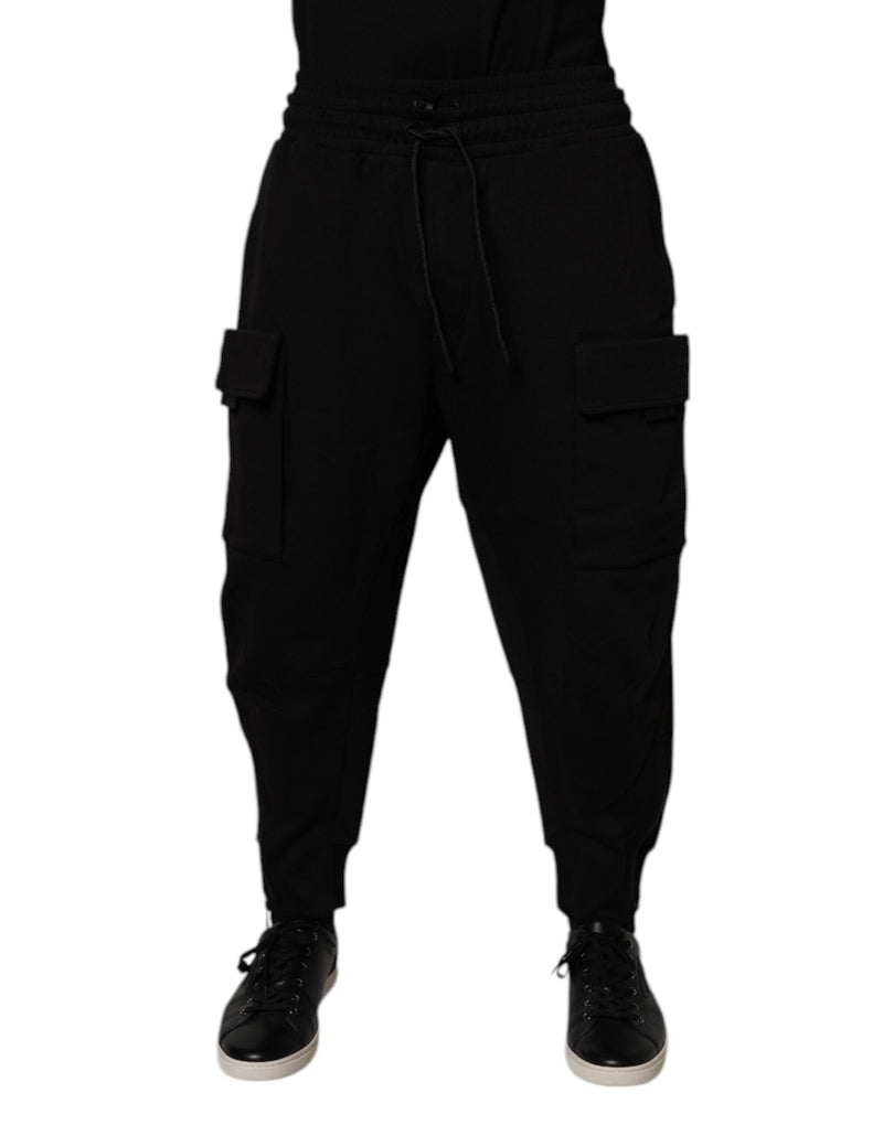 Black Cotton Men Cargo Jogger Sweatpants Pants Dolce & Gabbana