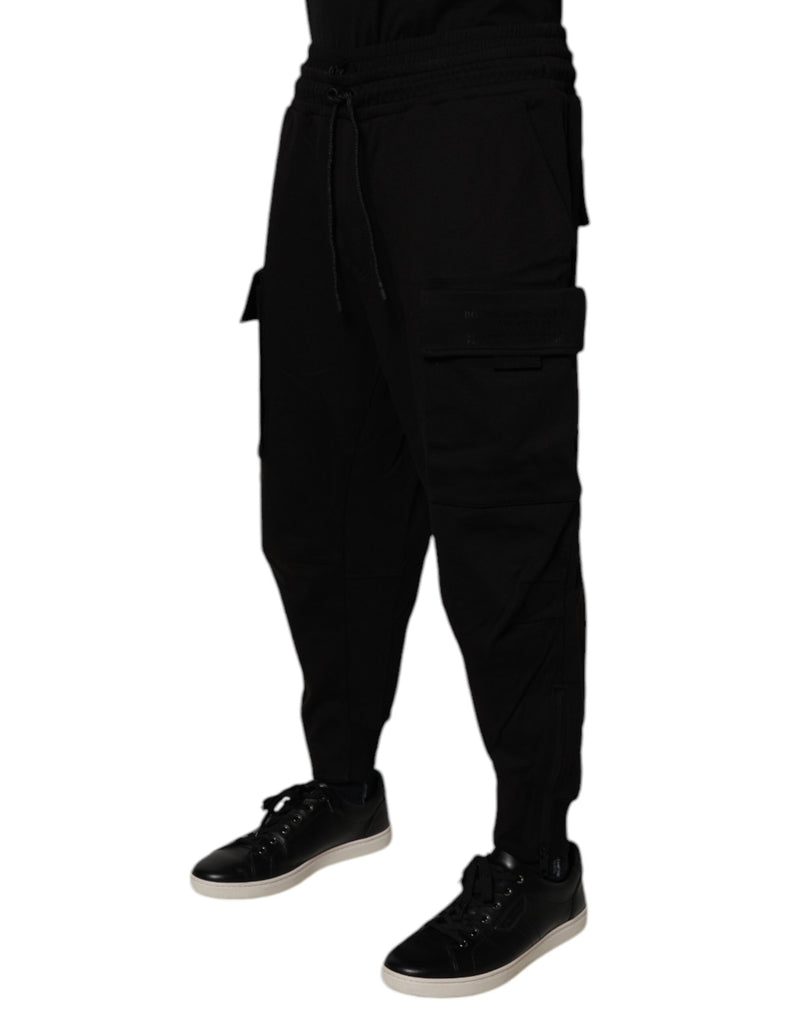 Black Cotton Men Cargo Jogger Sweatpants Pants Dolce & Gabbana