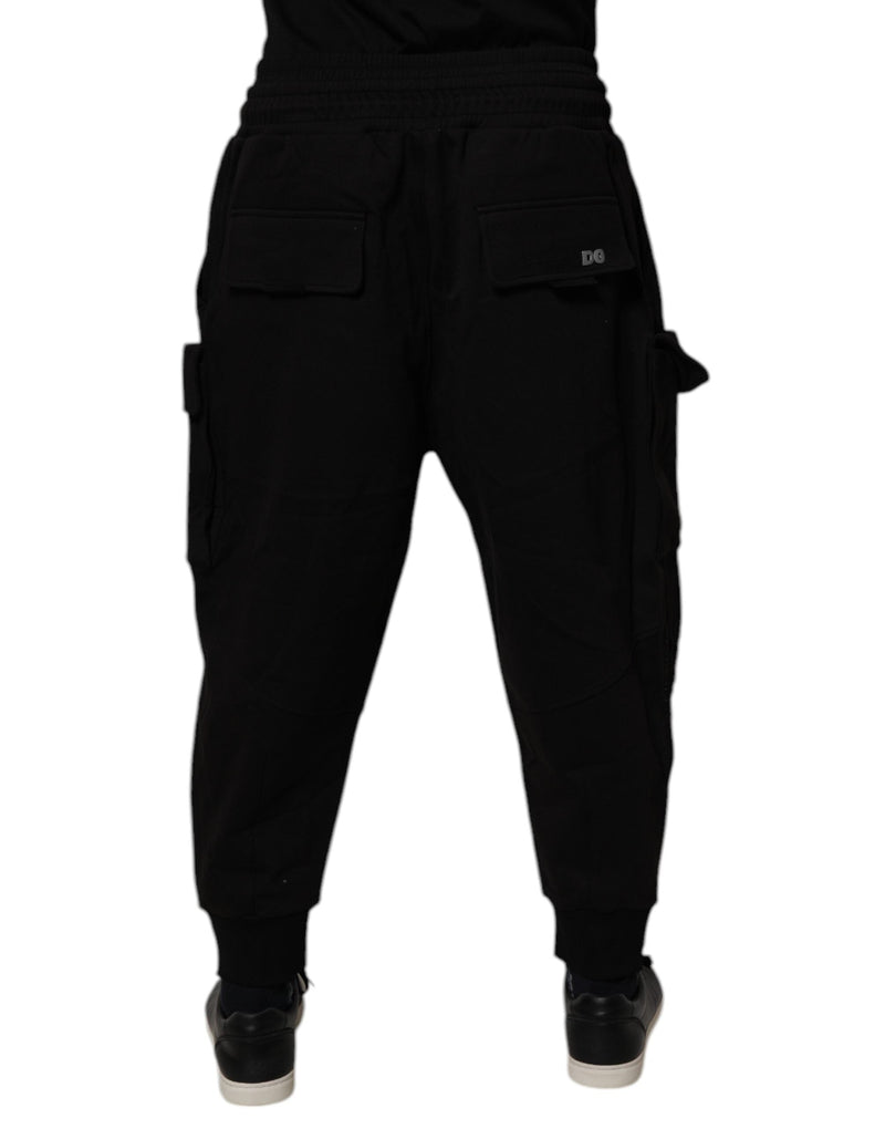 Black Cotton Men Cargo Jogger Sweatpants Pants Dolce & Gabbana