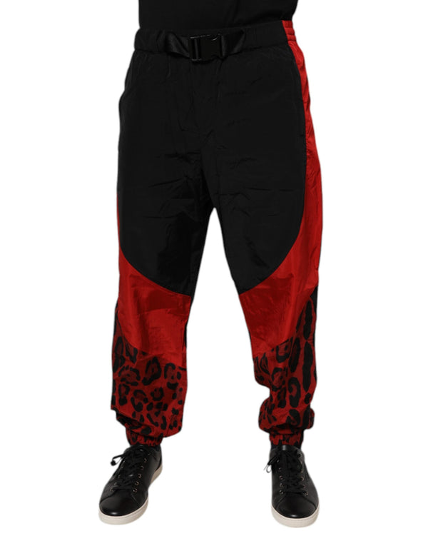 Black Red Leopard Jogger Sweatpants Pants Dolce & Gabbana