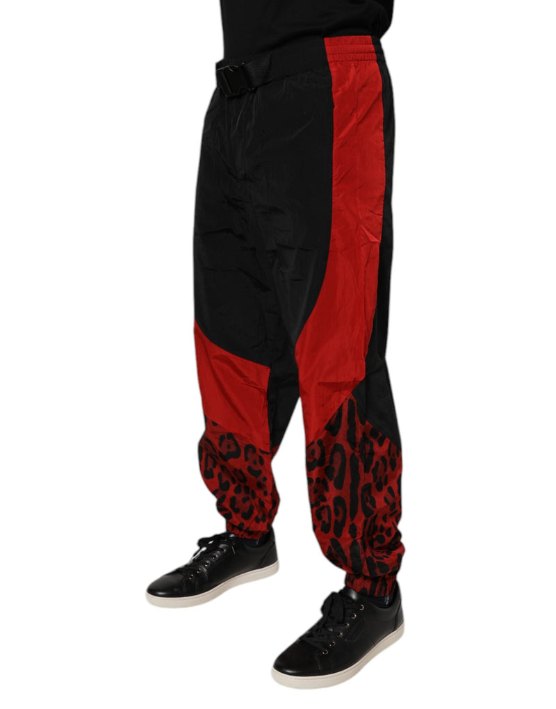 Black Red Leopard Jogger Sweatpants Pants Dolce & Gabbana