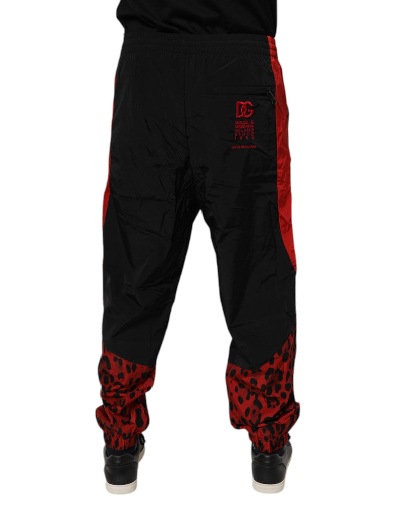 Black Red Leopard Jogger Sweatpants Pants Dolce & Gabbana