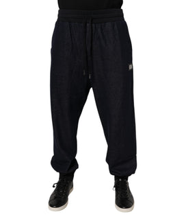 Black Jacquard Cotton Jogger Sweatpants Pants Dolce & Gabbana