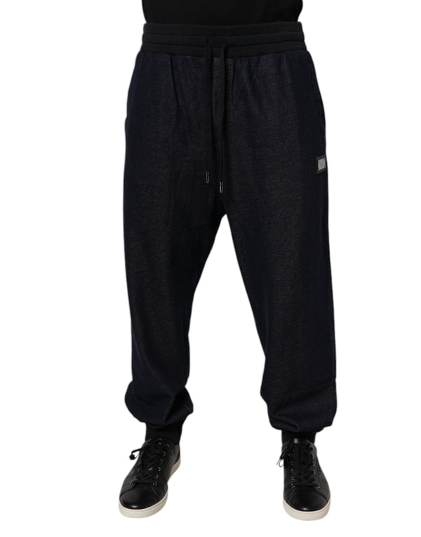 Black Jacquard Cotton Jogger Sweatpants Pants Dolce & Gabbana