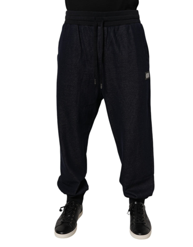 Black Jacquard Cotton Jogger Sweatpants Pants Dolce & Gabbana