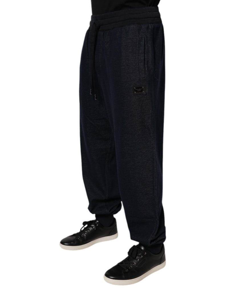 Black Jacquard Cotton Jogger Sweatpants Pants Dolce & Gabbana