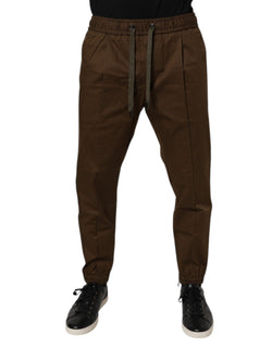 Brown Cotton Stretch Jogger Sweatpants Pants Dolce & Gabbana