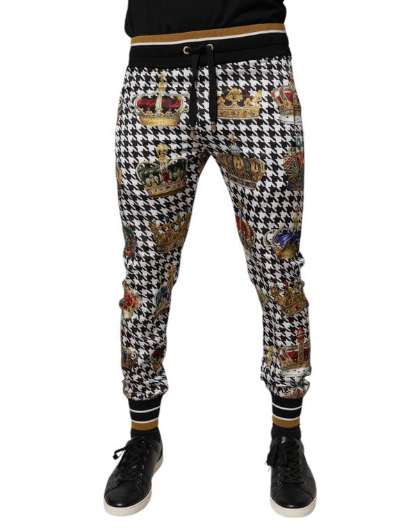 Multicolor Houndstooth Crown Men Sweatpants Pants Dolce & Gabbana