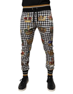 Multicolor Houndstooth Crown Men Sweatpants Pants Dolce & Gabbana