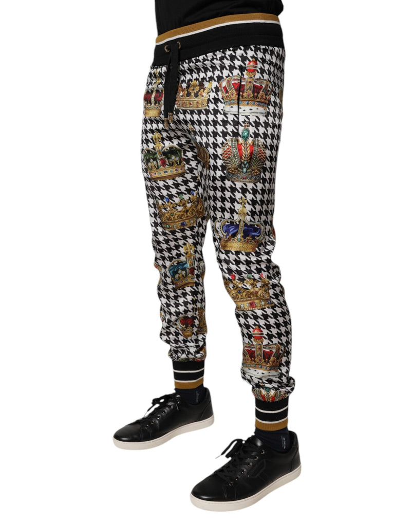 Multicolor Houndstooth Crown Men Sweatpants Pants Dolce & Gabbana