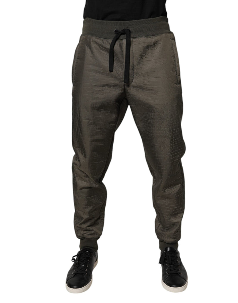 Brown Lambskin Leather Men Sweatpants Pants Dolce & Gabbana