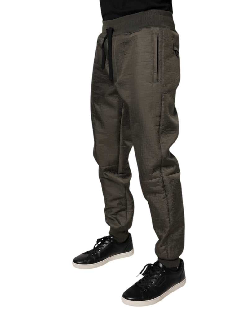 Brown Lambskin Leather Men Sweatpants Pants Dolce & Gabbana