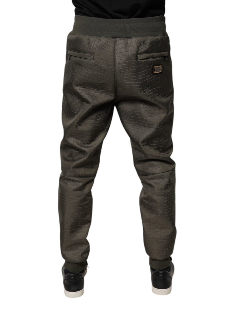 Brown Lambskin Leather Men Sweatpants Pants Dolce & Gabbana