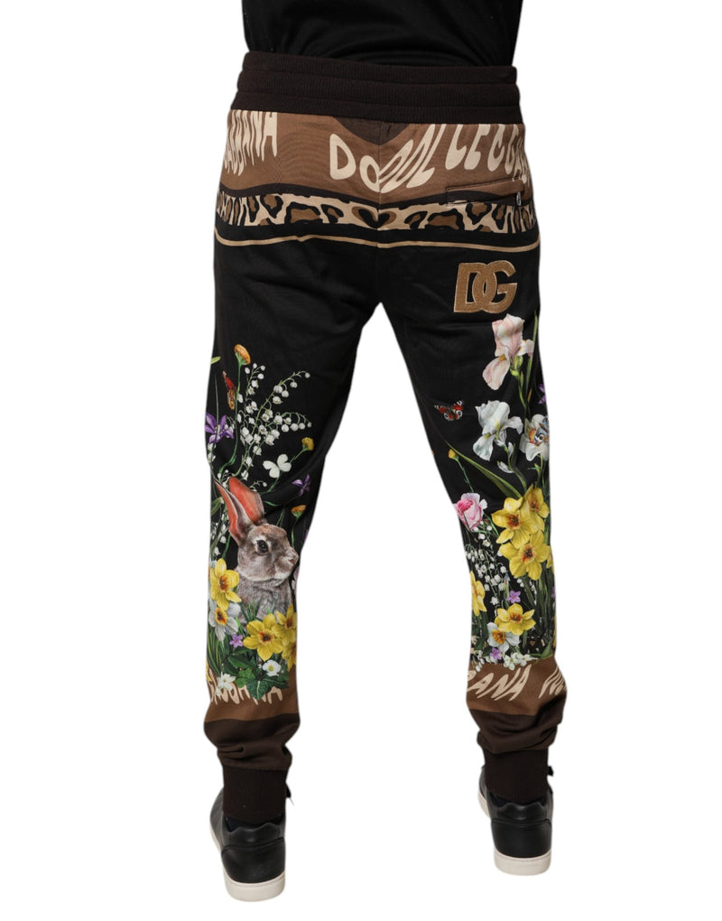 Black Floral Cotton Jogger Sweatpants Pants Dolce & Gabbana