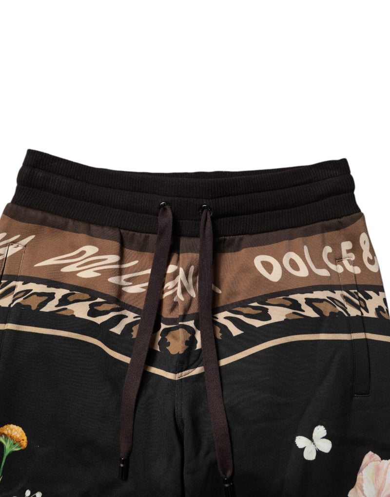Black Floral Cotton Jogger Sweatpants Pants Dolce & Gabbana