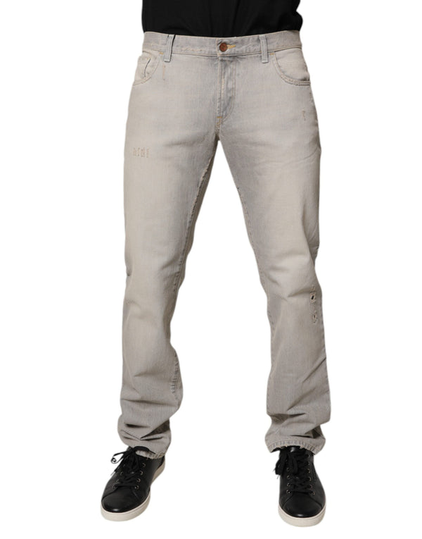 Light Gray Cotton Skinny Denim Jeans Dolce & Gabbana