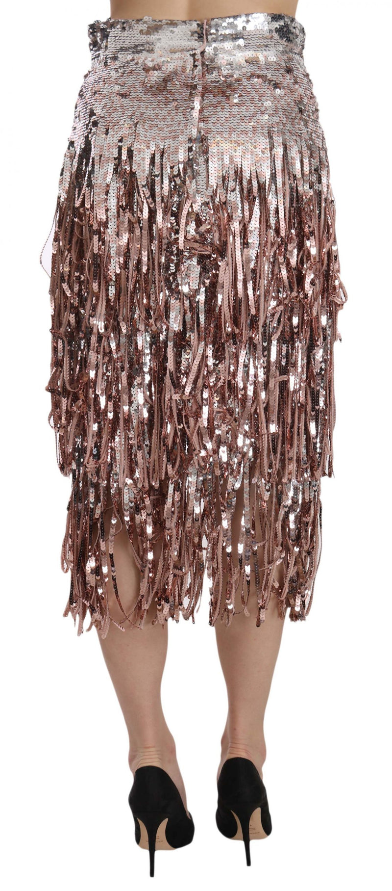 Metallic Sequin Tulle High-Waist Midi Skirt Dolce & Gabbana