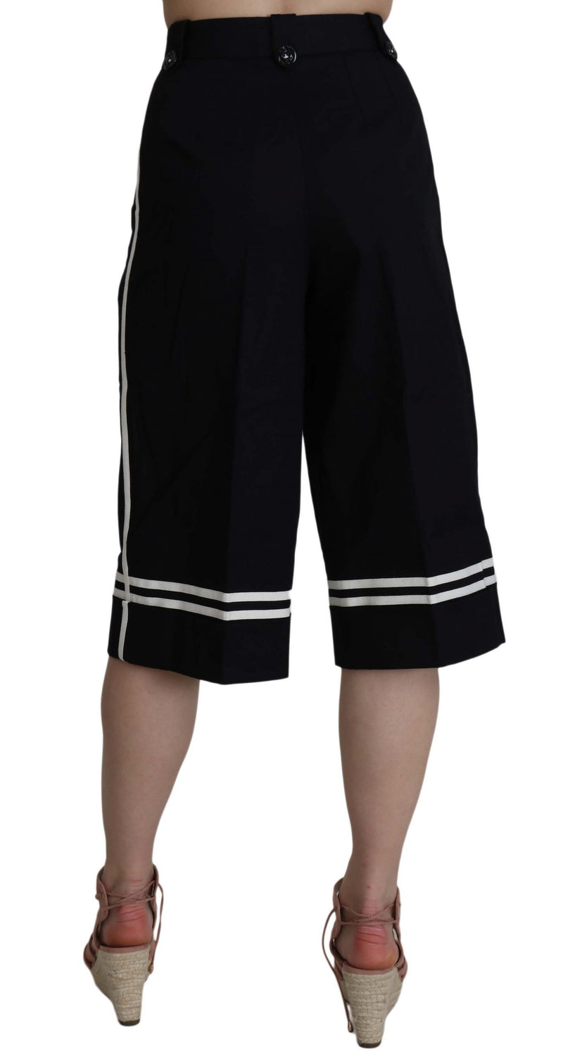 Elegant High Waist Black Cotton Pants Dolce & Gabbana