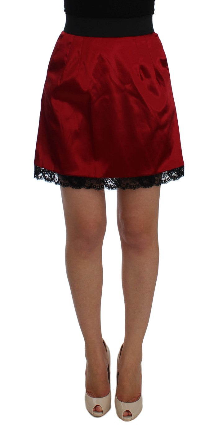 Elegant Red Lace High-Waist Skirt Dolce & Gabbana