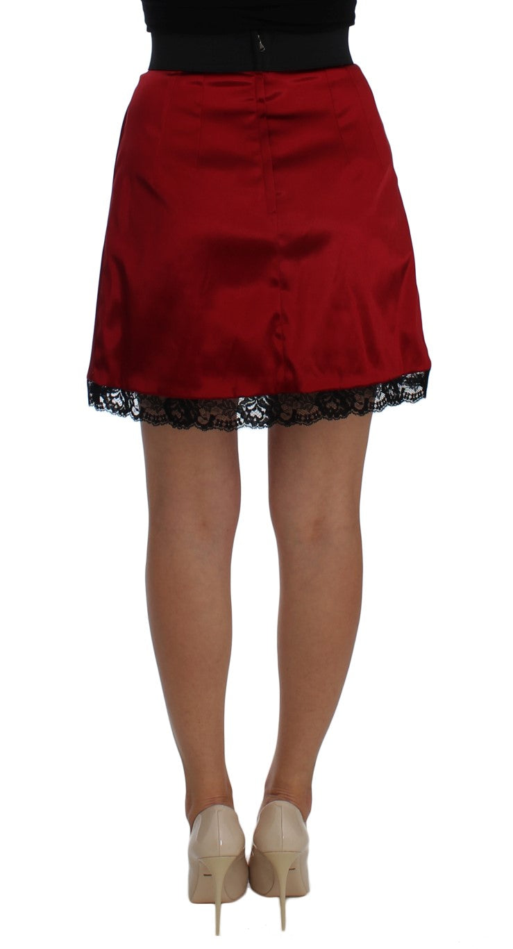 Elegant Red Lace High-Waist Skirt Dolce & Gabbana