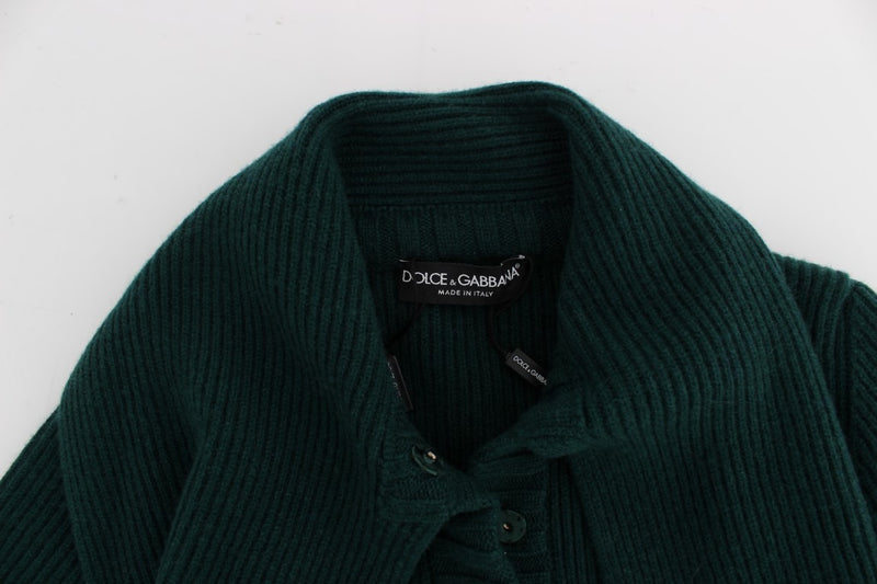 Elegant Green Cashmere Cardigan Sweater Dolce & Gabbana