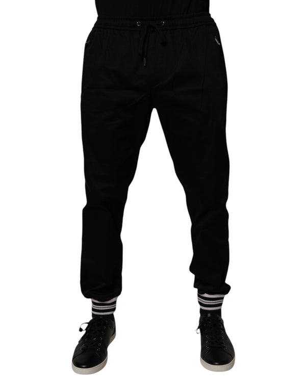 Black Cotton Stretch Jogger Sweatpants Pants Dolce & Gabbana