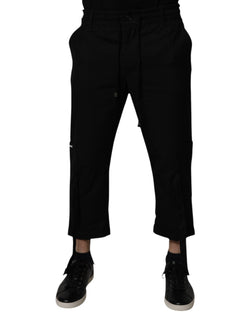 Black Polyester Men Cropped Pants Dolce & Gabbana