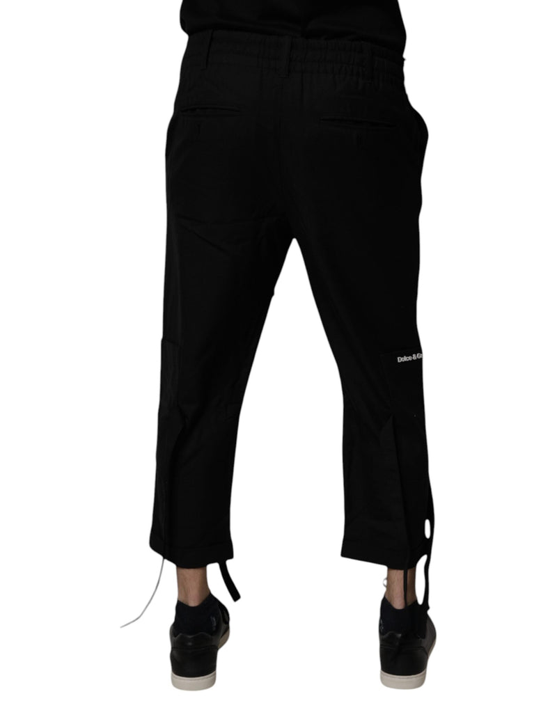 Black Polyester Men Cropped Pants Dolce & Gabbana