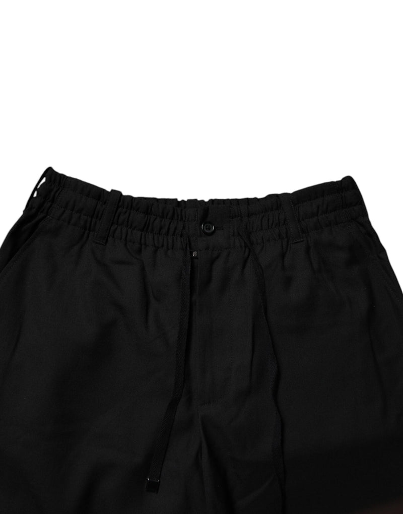 Black Polyester Men Cropped Pants Dolce & Gabbana