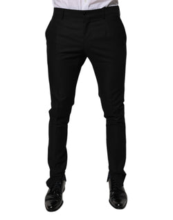 Black Virgin Wool MenSkinny Dress Formal Pants Dolce & Gabbana