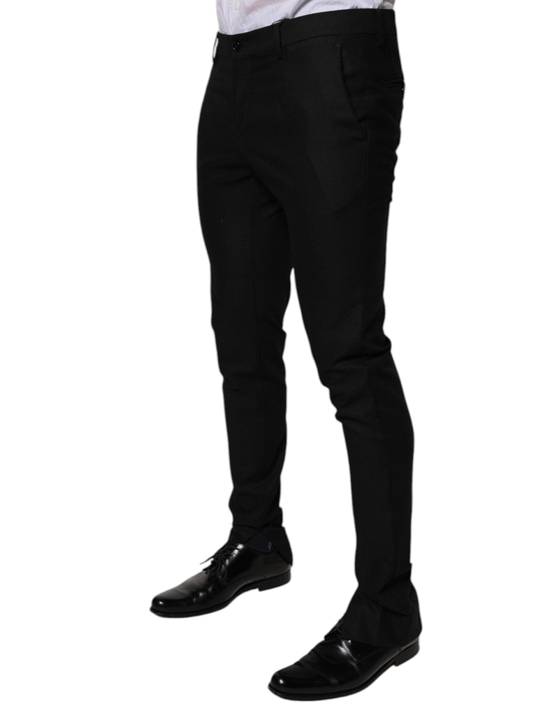 Black Virgin Wool MenSkinny Dress Formal Pants Dolce & Gabbana
