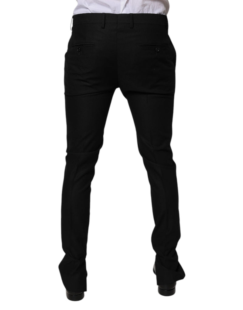 Black Virgin Wool MenSkinny Dress Formal Pants Dolce & Gabbana