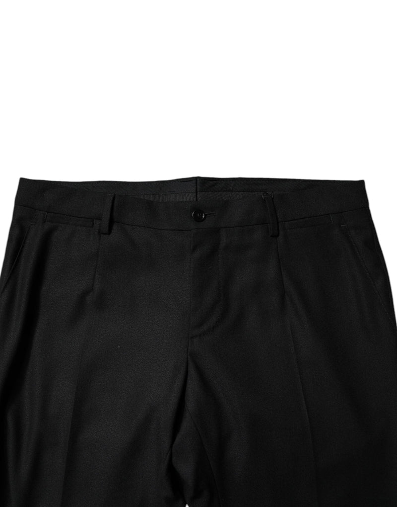 Black Virgin Wool MenSkinny Dress Formal Pants Dolce & Gabbana