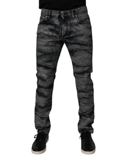 Gray Tie Dye Cotton Skinny Men Denim Jeans Dolce & Gabbana