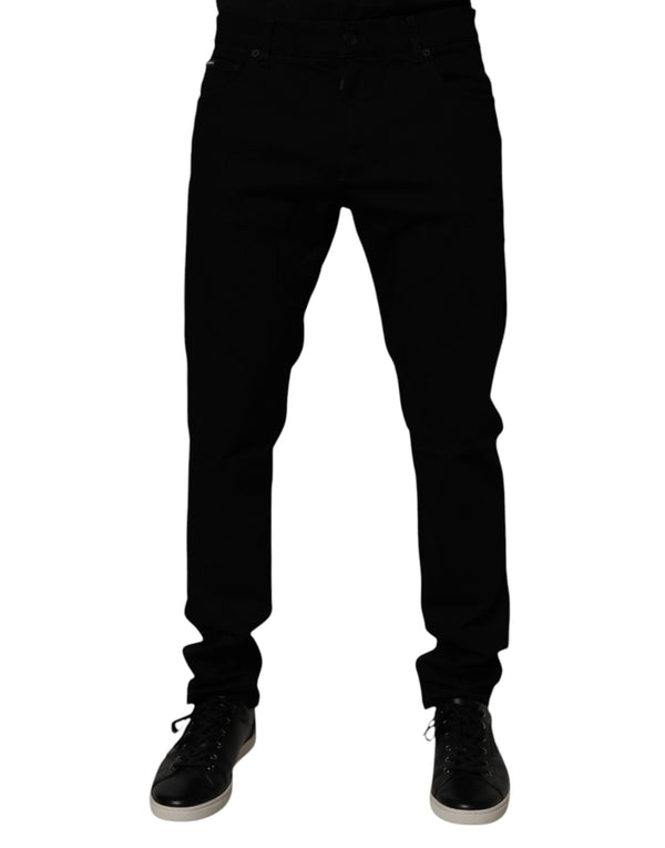 Black Cotton Stretch Slim Fit Men Denim Jeans Dolce & Gabbana