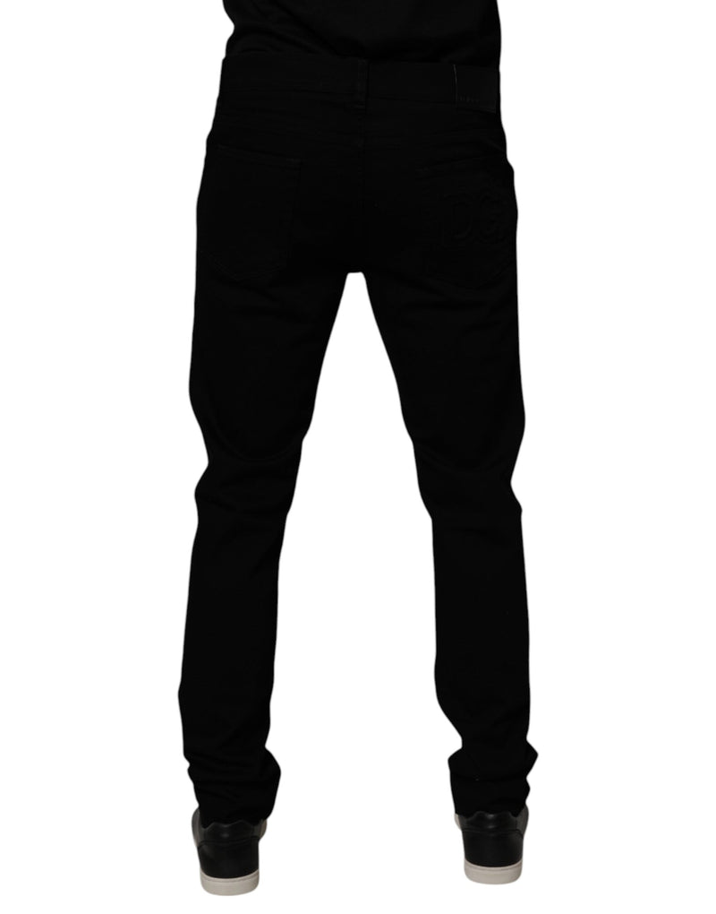 Black Cotton Stretch Slim Fit Men Denim Jeans Dolce & Gabbana