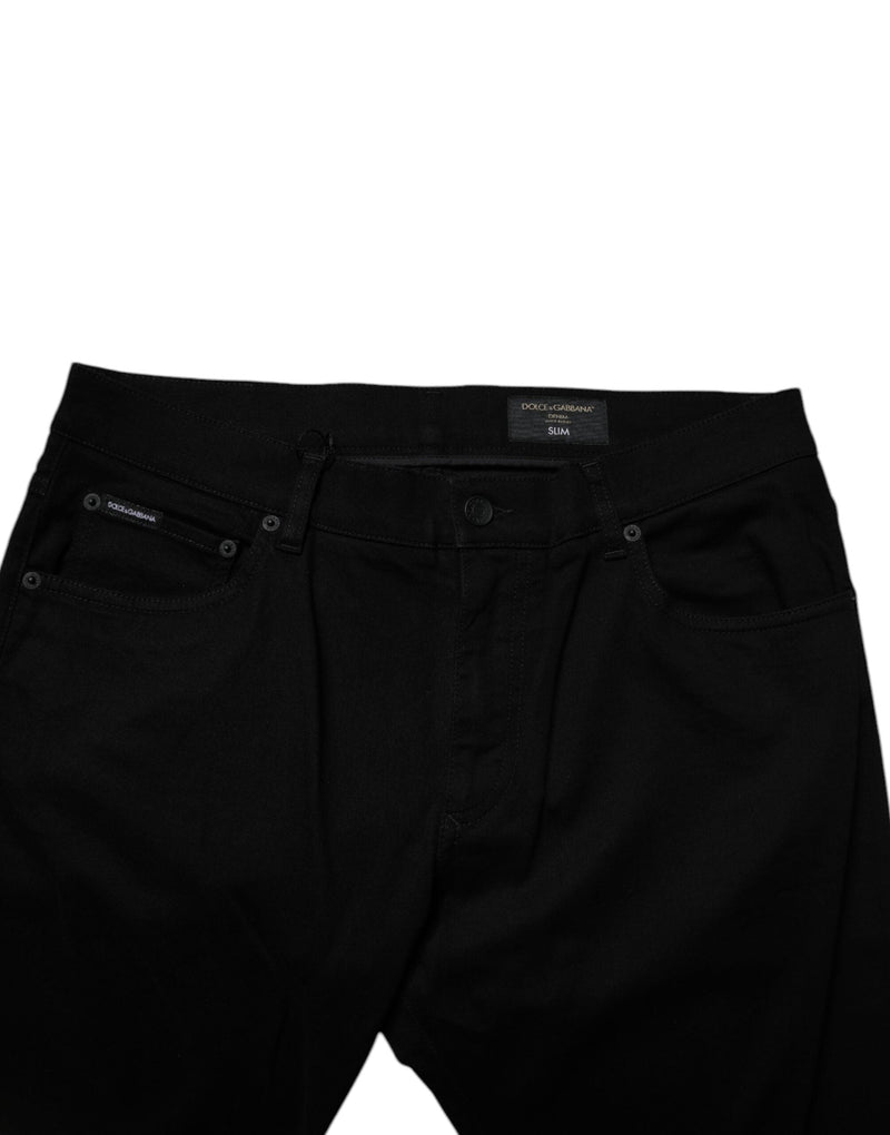 Black Cotton Stretch Slim Fit Men Denim Jeans Dolce & Gabbana