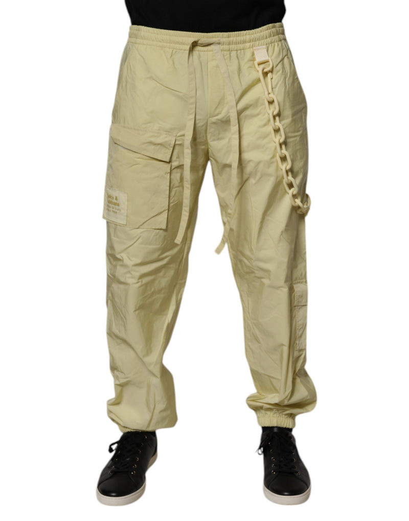 Yellow Nylon Cargo Chain Men Jogger Pants Dolce & Gabbana