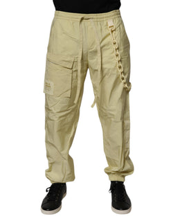 Yellow Nylon Cargo Chain Men Jogger Pants Dolce & Gabbana