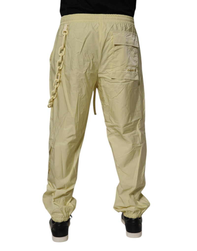 Yellow Nylon Cargo Chain Men Jogger Pants Dolce & Gabbana