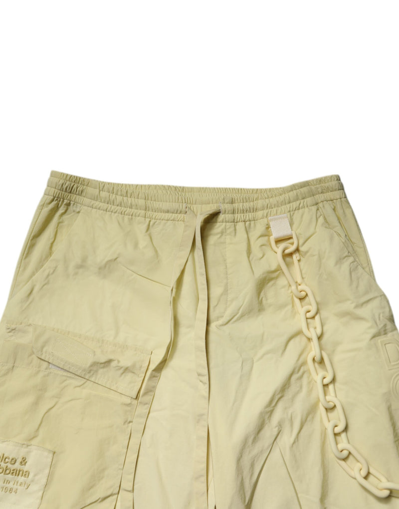 Yellow Nylon Cargo Chain Men Jogger Pants Dolce & Gabbana