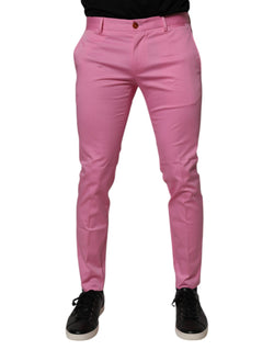 Pink Cotton Slim Fit Men Dress Formal Pants Dolce & Gabbana