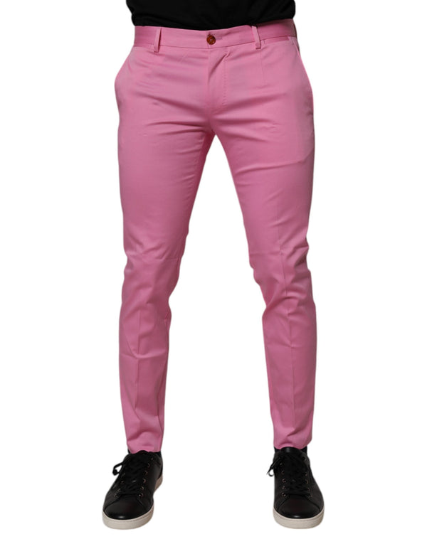 Pink Cotton Slim Fit Men Dress Formal Pants Dolce & Gabbana