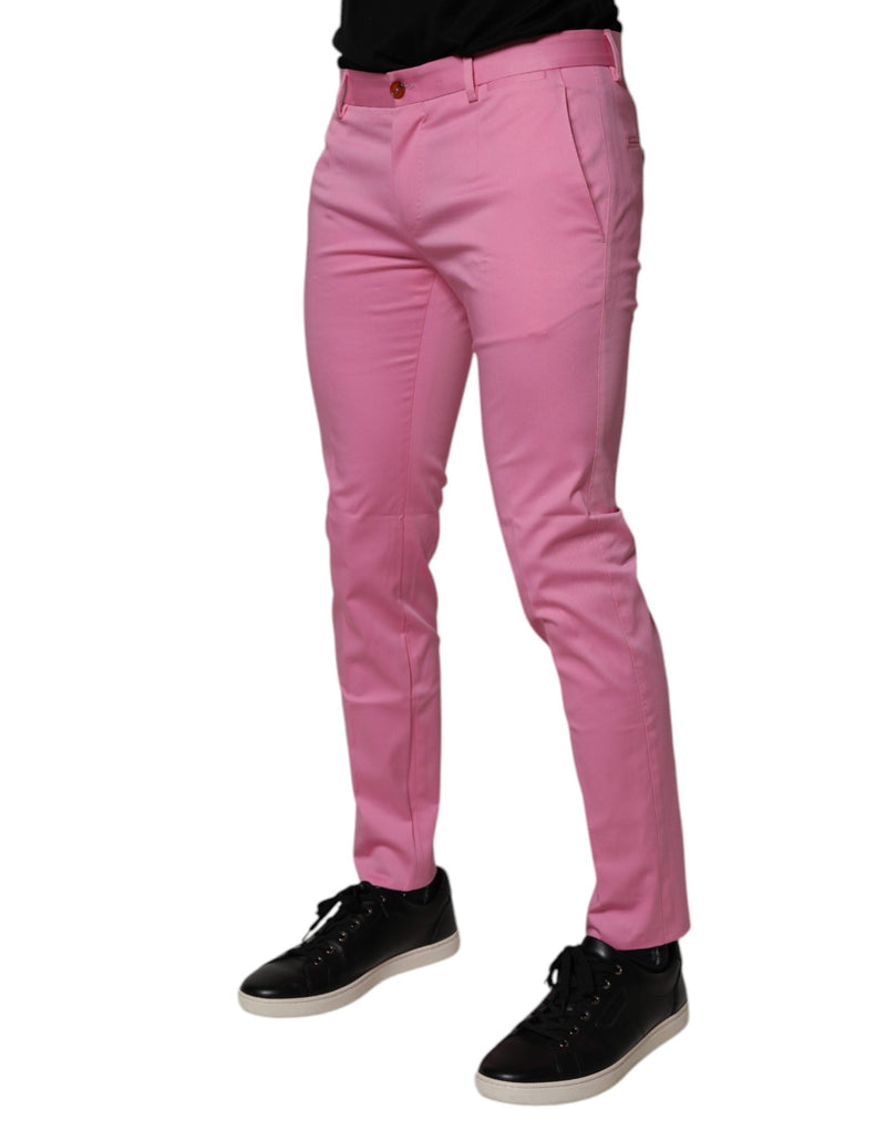 Pink Cotton Slim Fit Men Dress Formal Pants Dolce & Gabbana