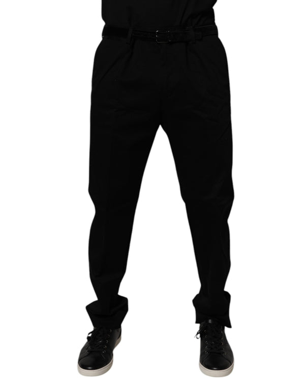 Black Cotton Men Skinny Dress Formal Pants Dolce & Gabbana