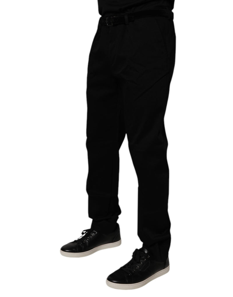 Black Cotton Men Skinny Dress Formal Pants Dolce & Gabbana