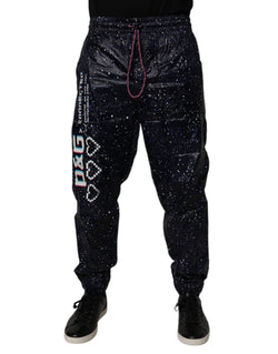 Dark Blue DG Game Print Cotton Jogger Pants Dolce & Gabbana